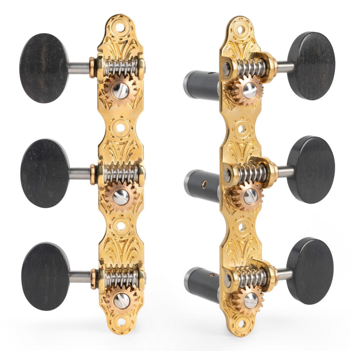 Sloane Classical Guitar Tuners with Ebony Knobs and Deco Baseplates