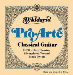 D'Addario EJ50 Pro Arte Black Trebles - Hard Tension Classical Guitar Strings